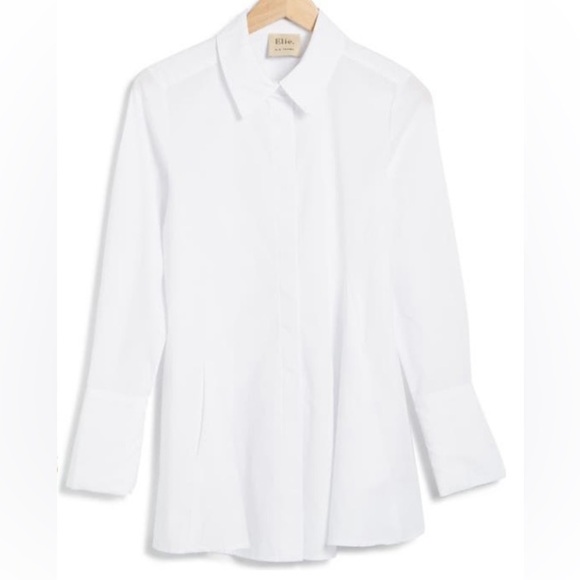 ELIE TAHARI white buttoned down shirt with long sleeves and collar. Size SP - Picture 2 of 4